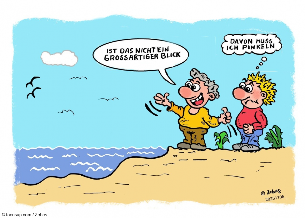 Cartoon: Spaziergang am Meer 1