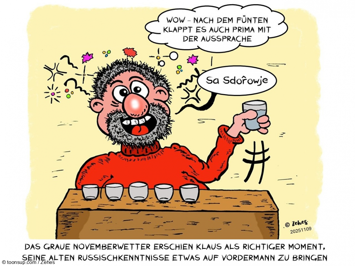 Cartoon: Sprachkenntnis trainieren 1