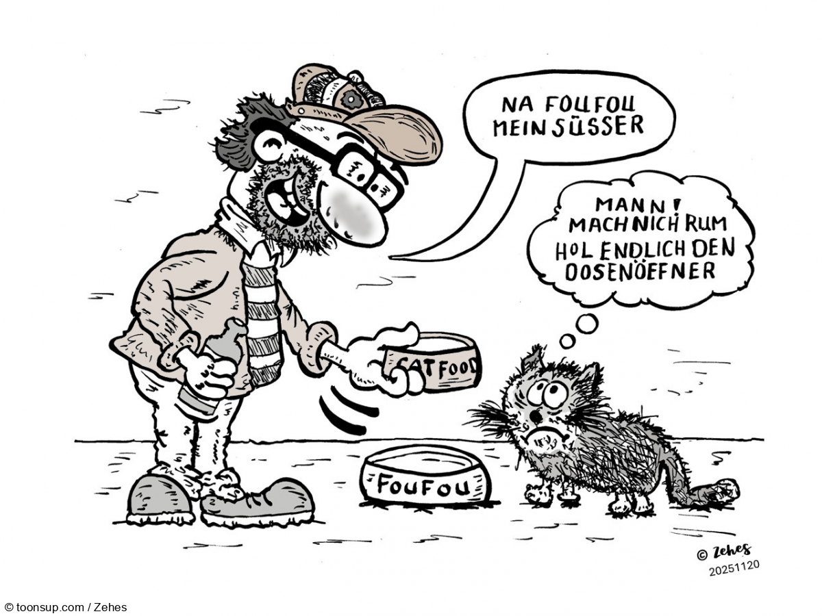 Cartoon: Katze und Herrchen 1