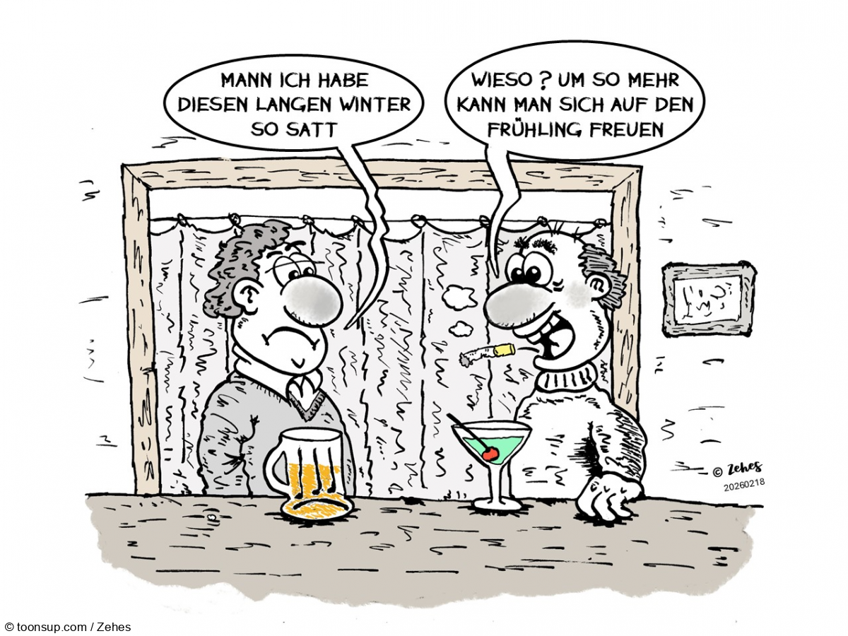 Cartoon: Gespräch beim Bier 1