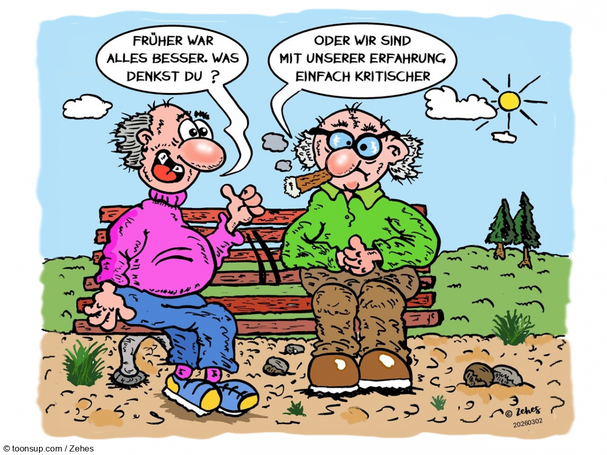 Cartoon: Alte Männer im Gespräch 1