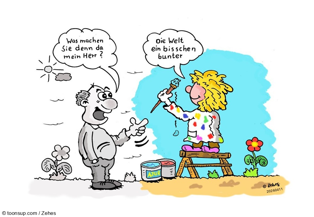 Cartoon: Der Künstler bei der Arbeit 1