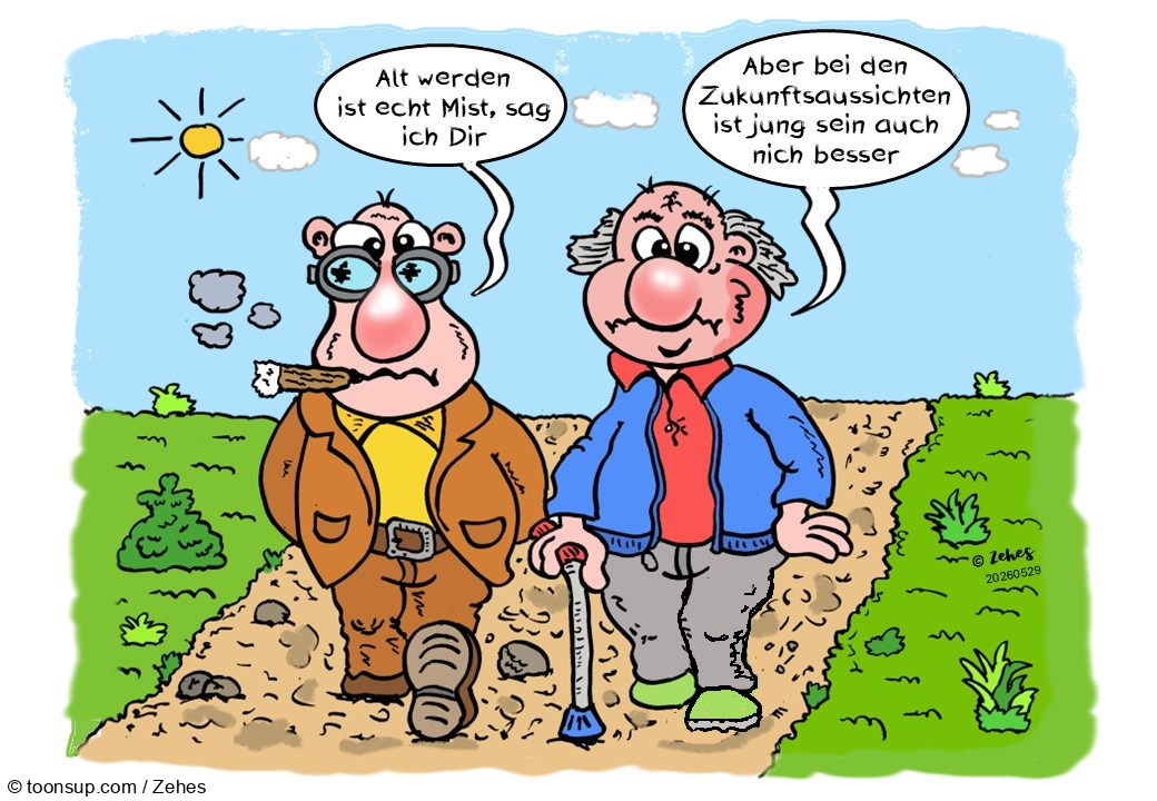 Cartoon: Alte Männer im Gespräch 1