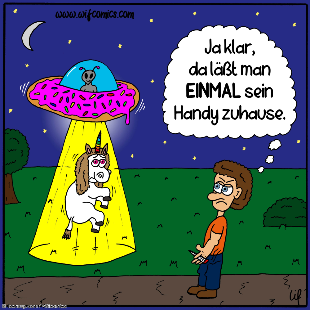 Cartoon: Alien-Einhorn-Entführung 1