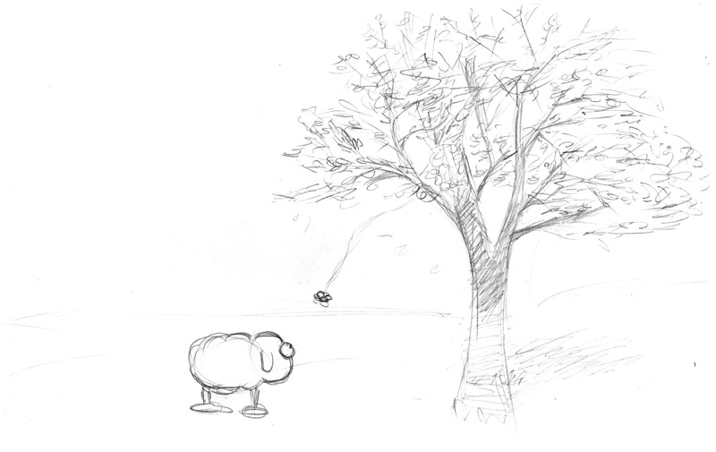 Illustration: Kirschbaum-Kitsch-Hintergrund 1