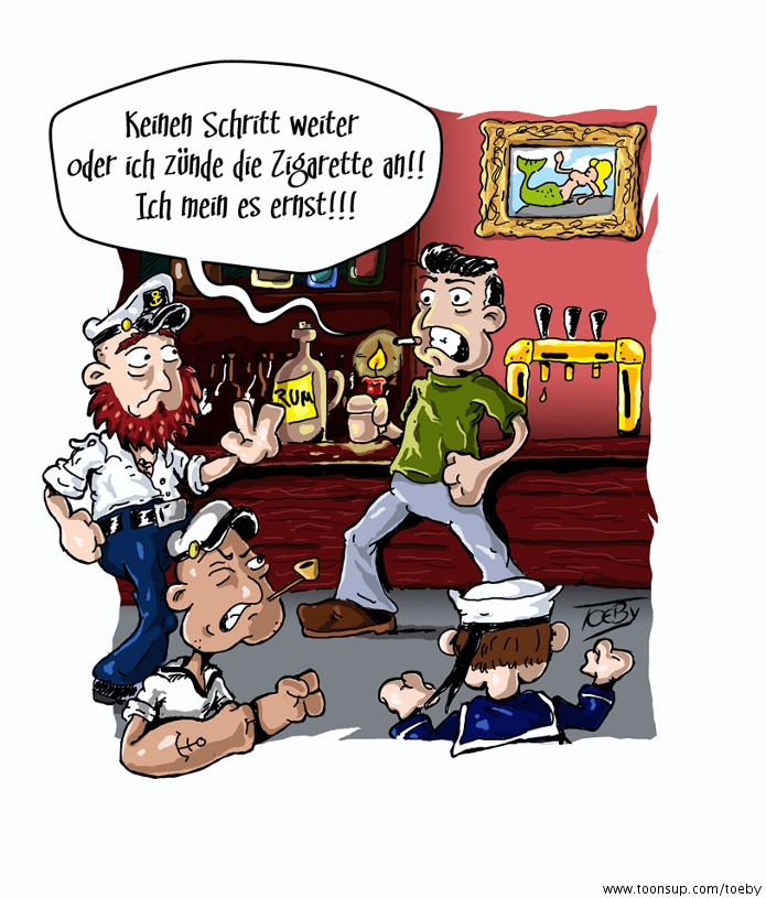 Cartoon: KLADDER-A-DATSCH: Selbstverteidigung in der Hafenbar 1