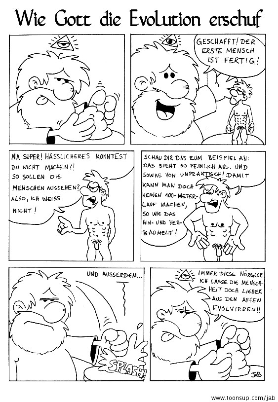 Cartoon: Wie Gott die Evolution erschuf 1