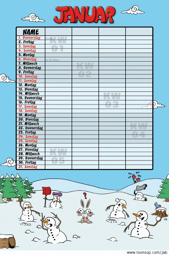 Illustration: Familienkalender 2009 2