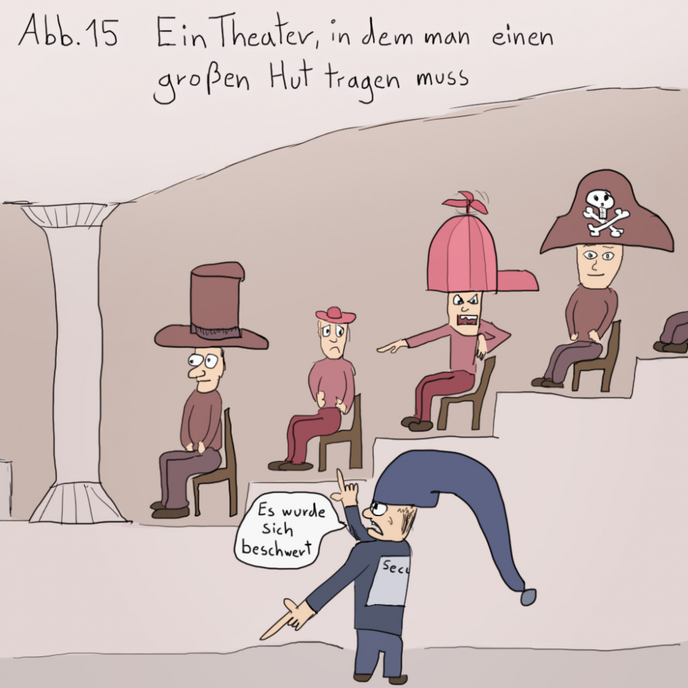 Cartoon: Theater für Menschen mit großen Hüten 1
