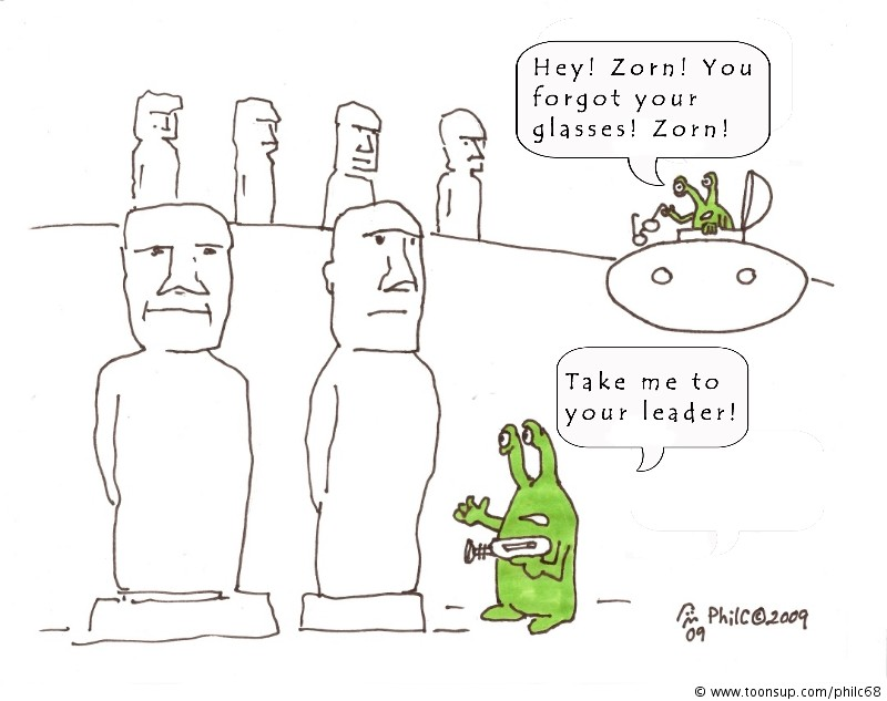 Cartoon: Encounter of the Third Kind on Easter Island 1