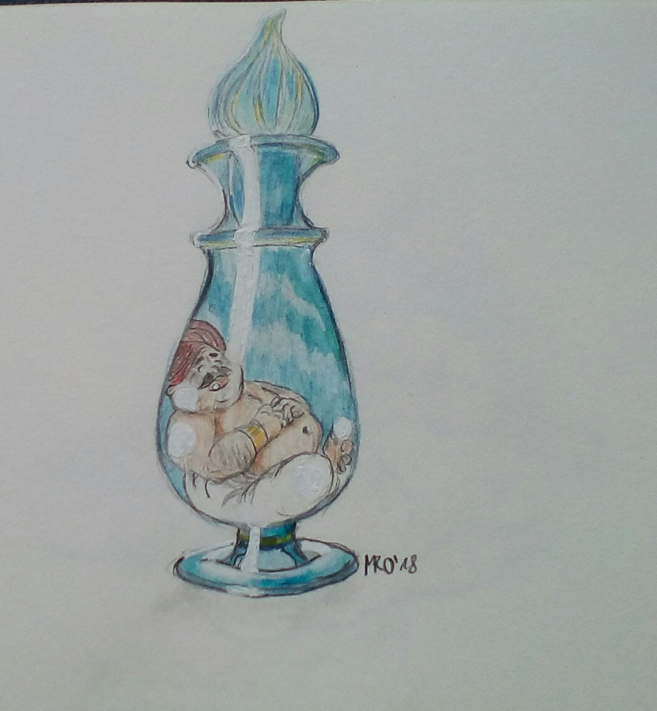 Illustration: Djin in the bottle, jar of something 1