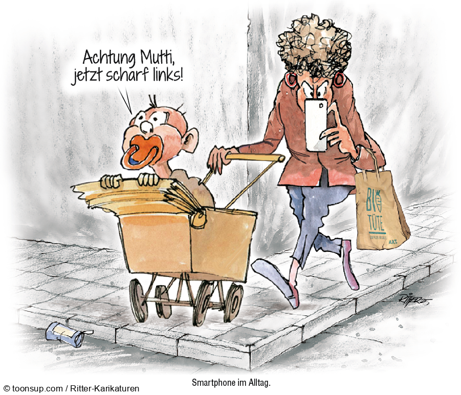 Caricature: Smartphone im Alltag 1