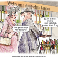 Karrikatur: Weinbau in der Krise 1