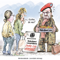 Karrikatur: Wehrdienstdebatte 1