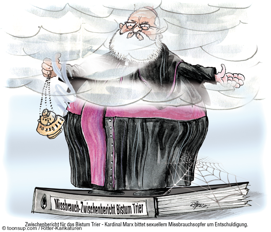 Karrikatur: Missbrauch Katkolische Kirche in Weihrauch gehüllt 1