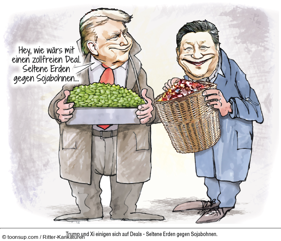 Caricature: Trump und Xi einigen sich auf Deals 1