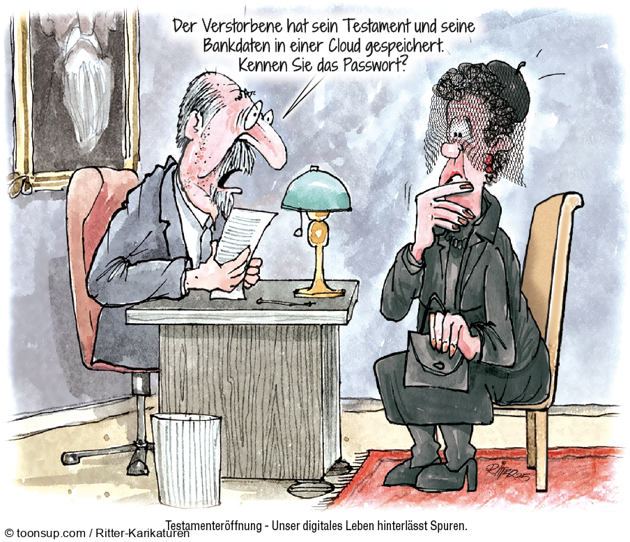 Karrikatur: Testamentseröffnung 1