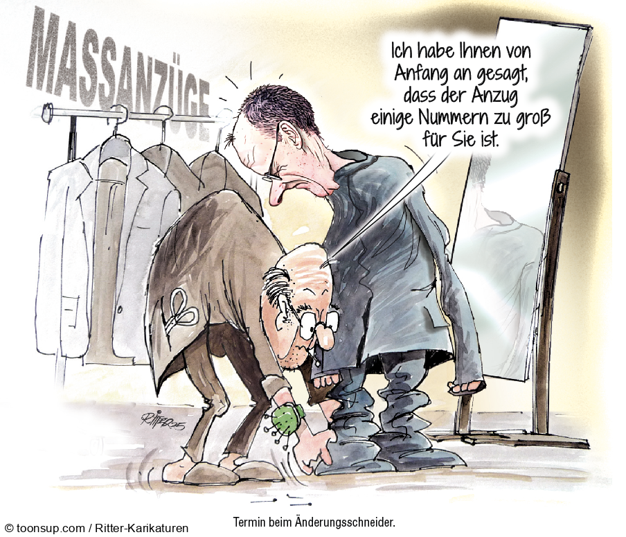 Caricature: Beim Änderungsschneider 1