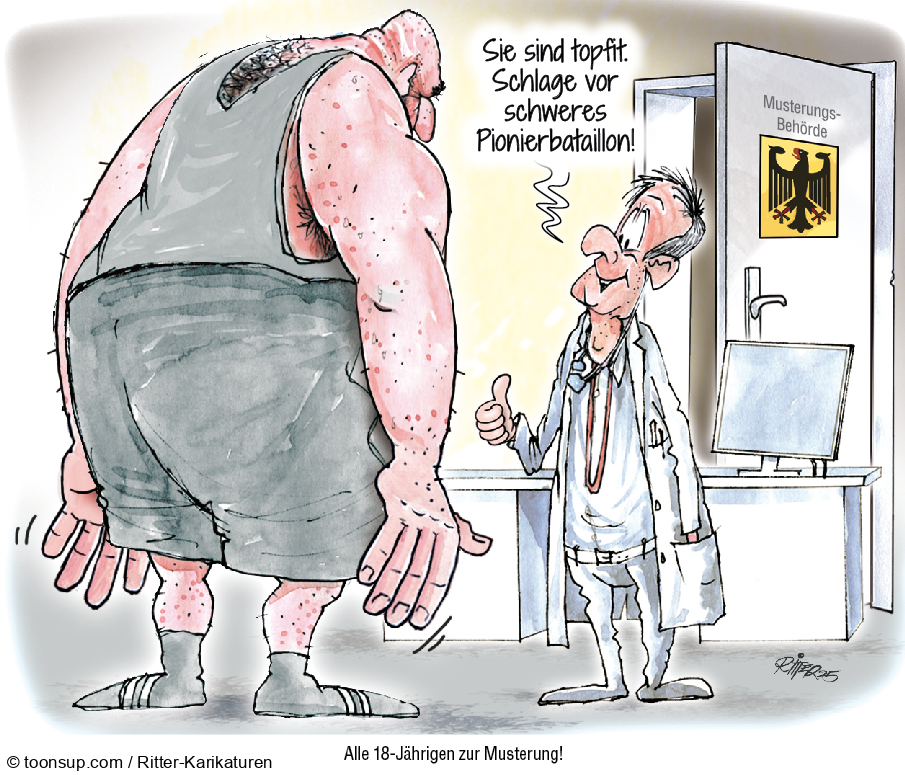 Caricature: Musterung 1