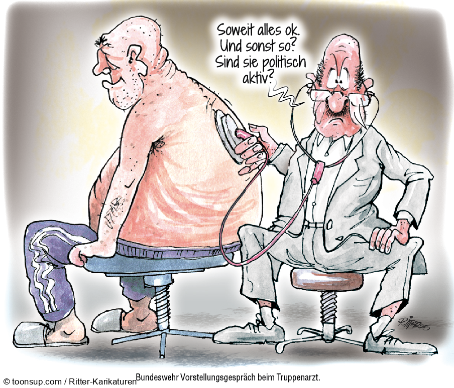 Caricature: Beim Truppenarzt 1