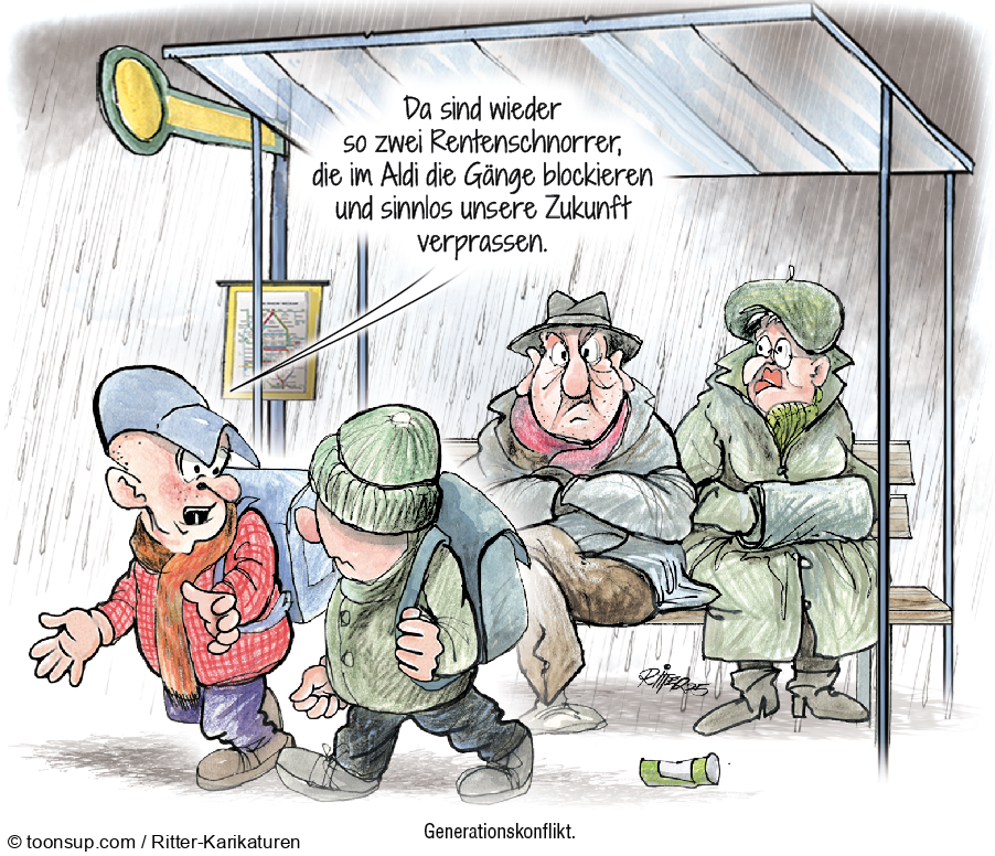 Karrikatur: Generationskonflikt 1