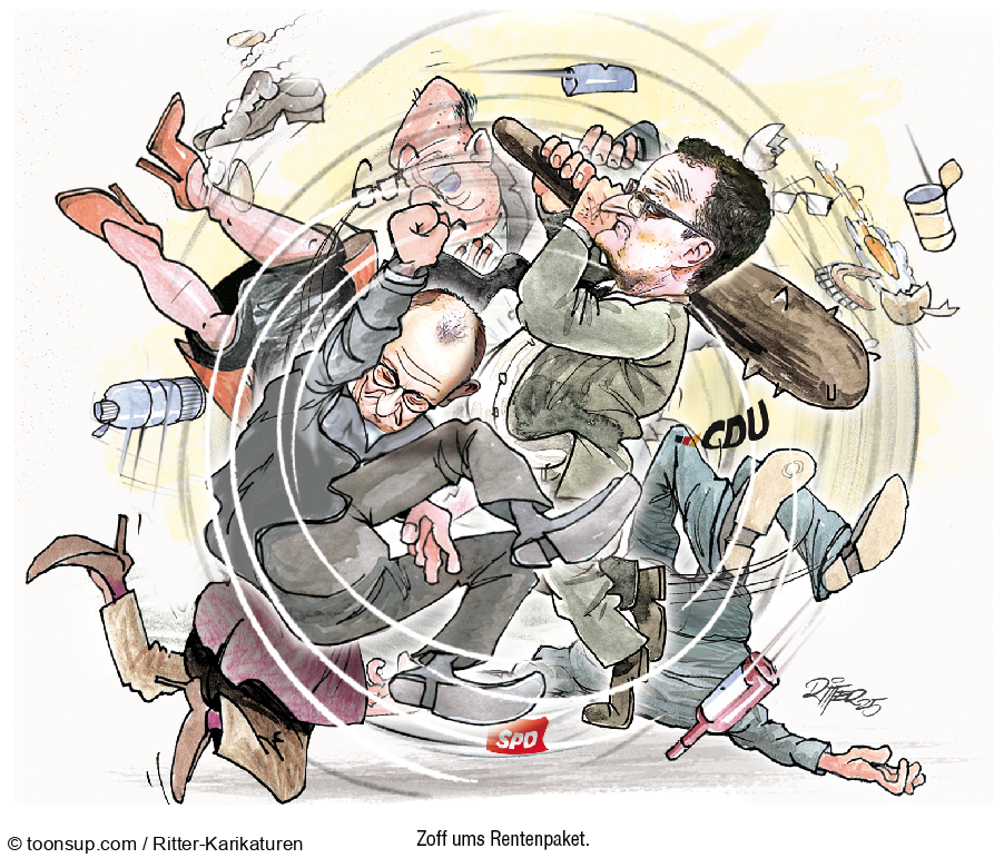 Caricature: Zoff ums Rentenpaket 1