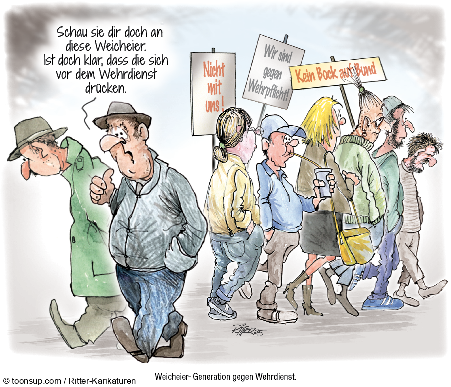 Karrikatur: Weicheier 1