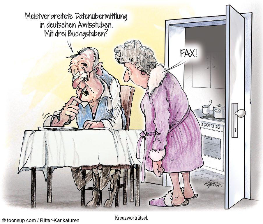 Caricature: Datenübermittlung 1