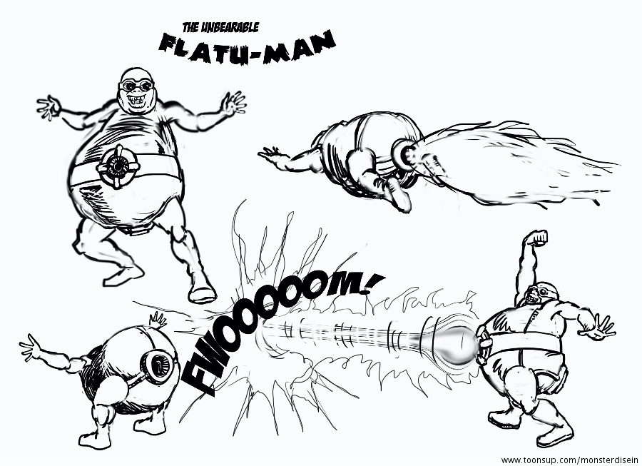 Concept Art / Character Design: Flatulence Boy/Man 1