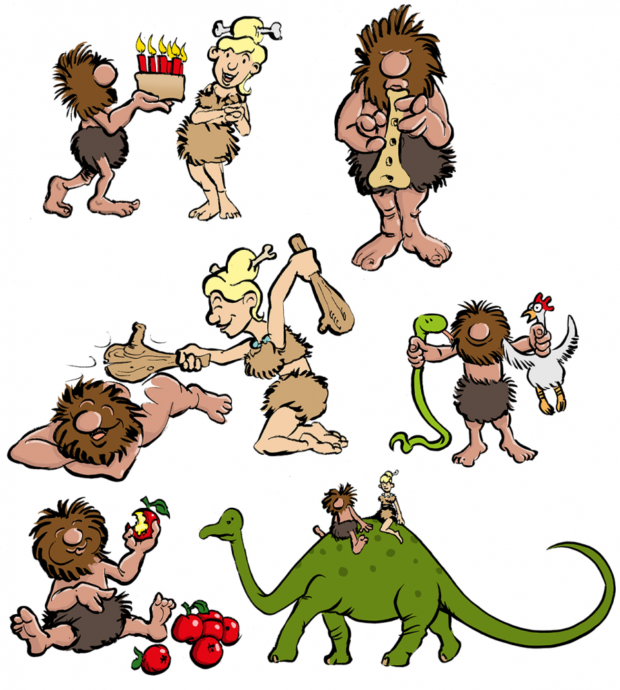 Illustration: Steinzeitfiguren für Suchspiel im BLIX 04_2016 7