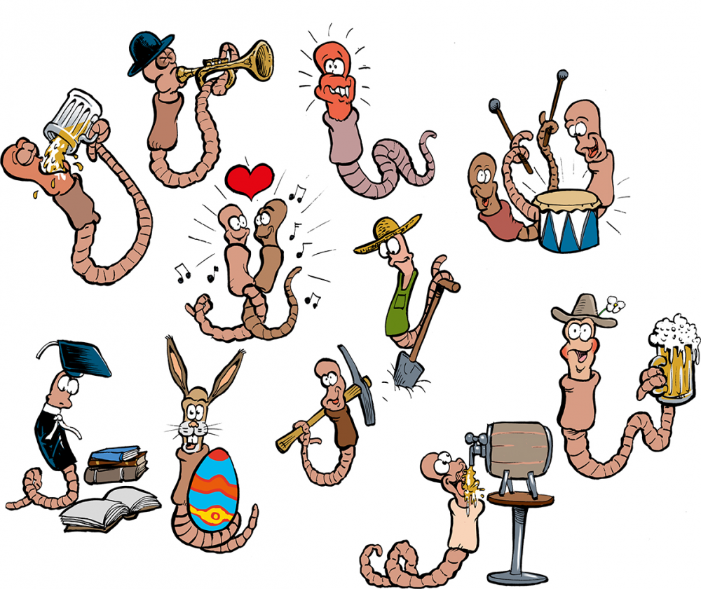 Illustration: Würmchen für das Ostersuchspiel BLIX Ausgabe 04_2018 2