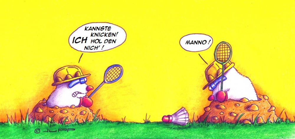 Cartoon: Maulwürfe beim Federball 1