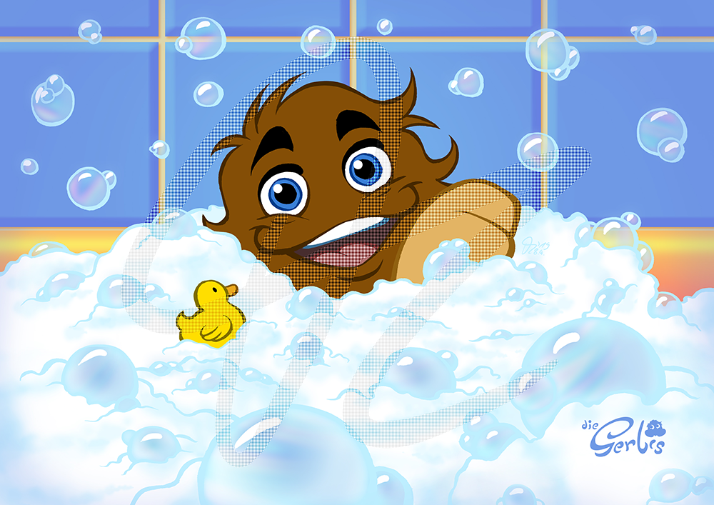 Illustration: Mick in der Wanne 1