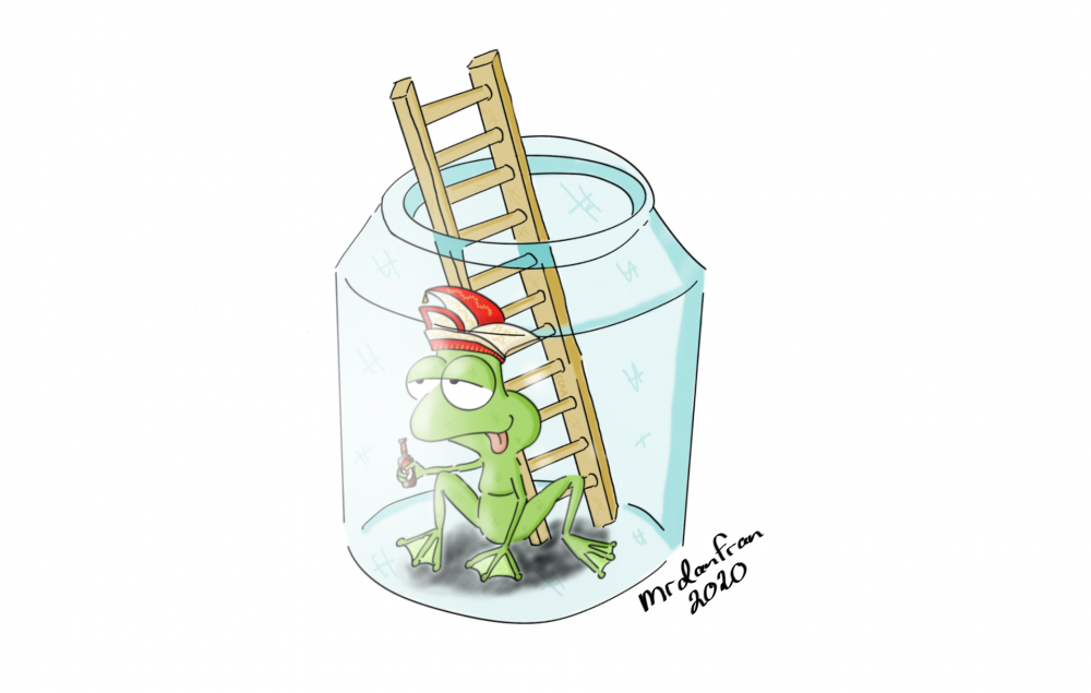 Cartoon: Regen am Rosenmontag, Wetterfrosch nüchtert aus! 1
