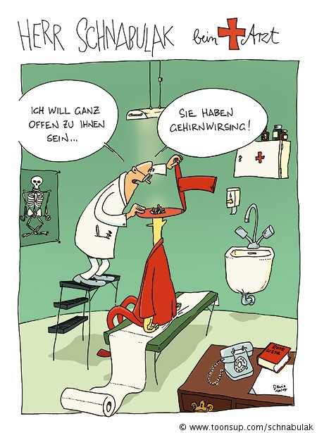 Cartoon: Herr Schnabulak bein Arzt 1