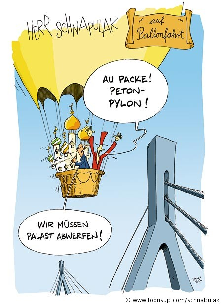Cartoon: Herr Schnabulak auf Pallonfahrt 1