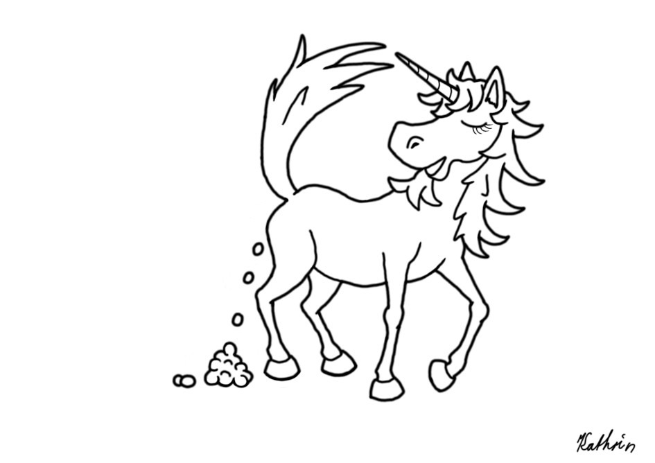 Illustration: Einhorn, Unichorn, kackendes Einhorn 1