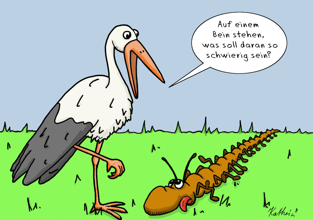 Cartoon: Einbeinstand 1