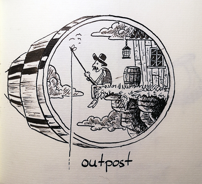 Illustration: Inktober Tag 15: outpost 1