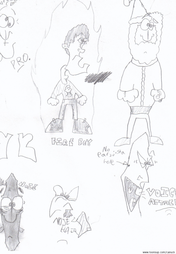 Cartoon: Parnoid men, Fire boys, nose hair, voice attacks and santa. 1