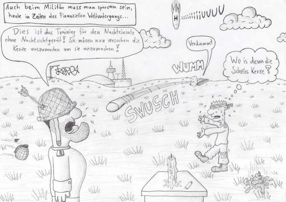 Cartoon: Sparen beim Militär 1