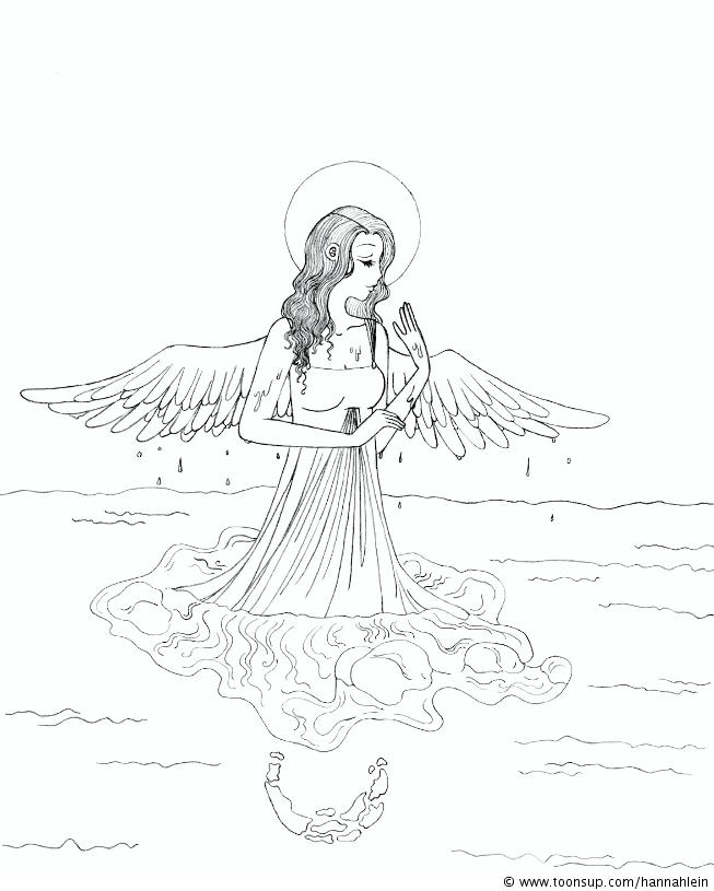 Illustration: Badender Engel im Mondenschein 1